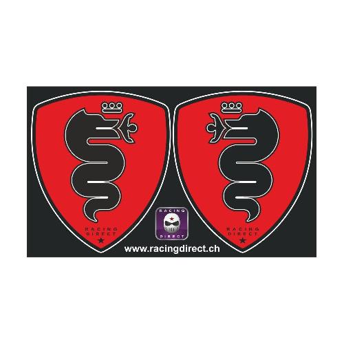 Set von 2 Drachen ALFA ROMEO Aufklebern Schwarz und Rot ALFA ROMEO