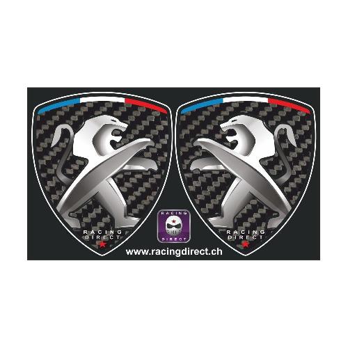 Lot de 2 sticker Lion Peugeot Sport look carbone PEUGEOT