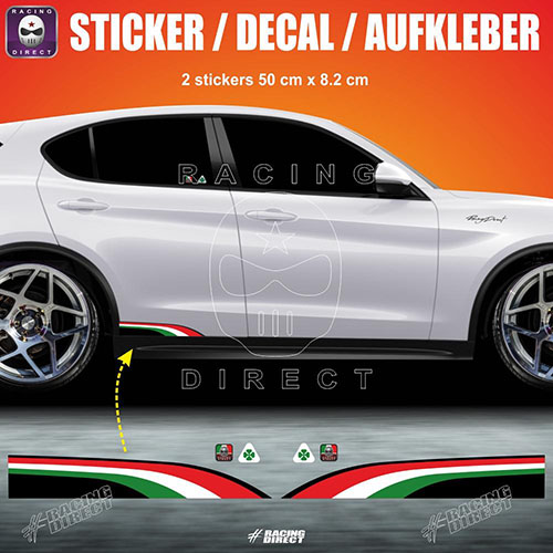 Tricolor ITALIA Seitenstreifen Aufkleber ALFA ROMEO