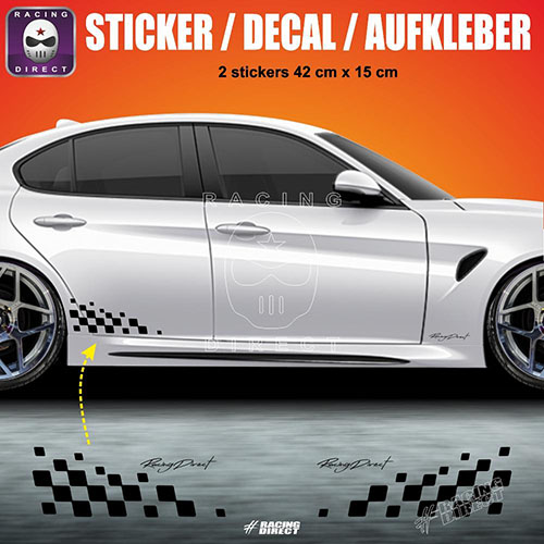 2 stickers damiers latéraux 42 cm ALFA ROMEO