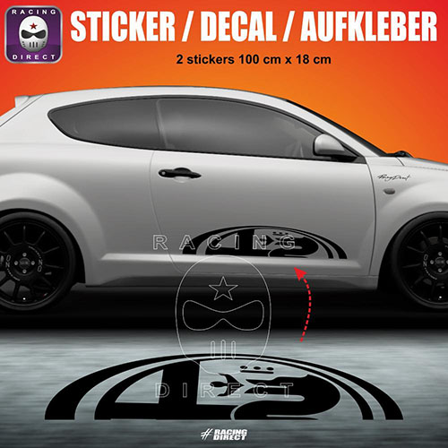 2 Alfa-Logo Design Seitenstreifen Aufbleber 100 cm ALFA ROMEO