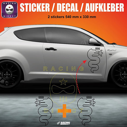 2 Drachen outline Seitenstreifen Aufbleber ALFA ROMEO