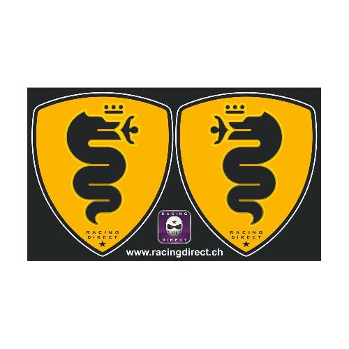 Lot de 2 sticker dragon ALFA ROMEO noir et jaune ALFA ROMEO