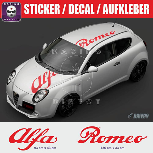 2 giant sticker decal roof and hood ALFA ROMEO