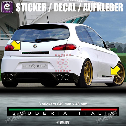 3 Adesivi SCUDERIA ITALIA 65 cm ALFA ROMEO