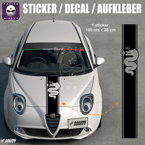 Sticker bande 160 cm pour capot ALFA ROMEO