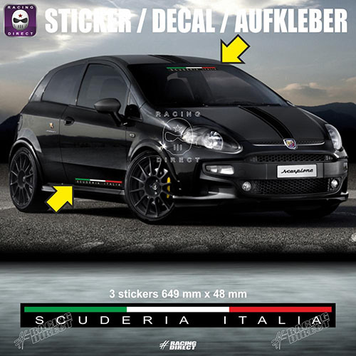 Lot de 3 sticker SCUDERIA ITALIA 65 cm FIAT