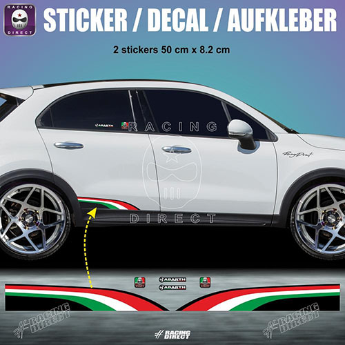 Tricolor ITALIA side skirt sticker decal FIAT ABARTH