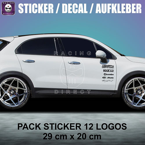 Pack 12 stickers racing FIAT ABARTH