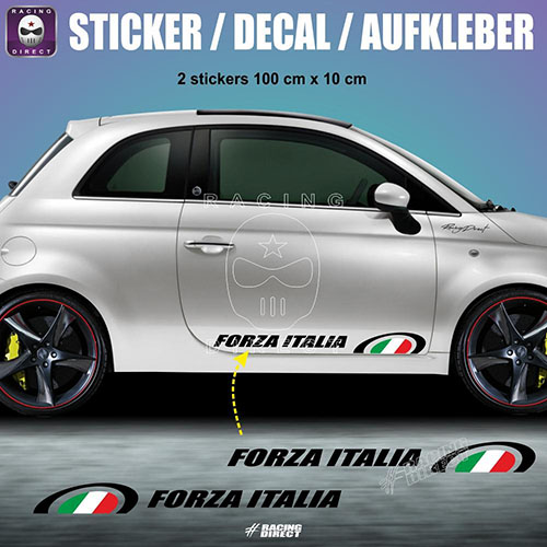 2 FORZA ITALIA Seitenstreifen Aufkleber FIAT ABARTH