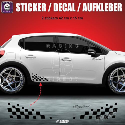 2 chequered flag sticker decal 42 cm CITROEN