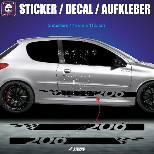 PEUGEOT 206 side skirt sticker decal PEUGEOT