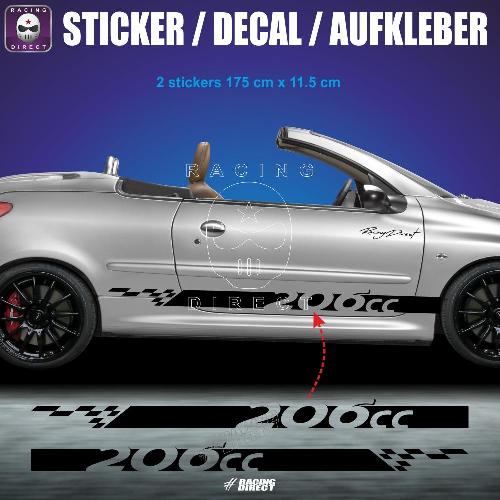 PEUGEOT 206cc side skirt sticker decal PEUGEOT