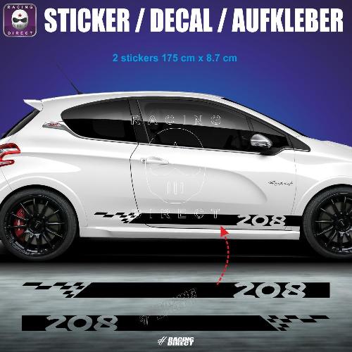 PEUGEOT 208 side skirt sticker decal PEUGEOT