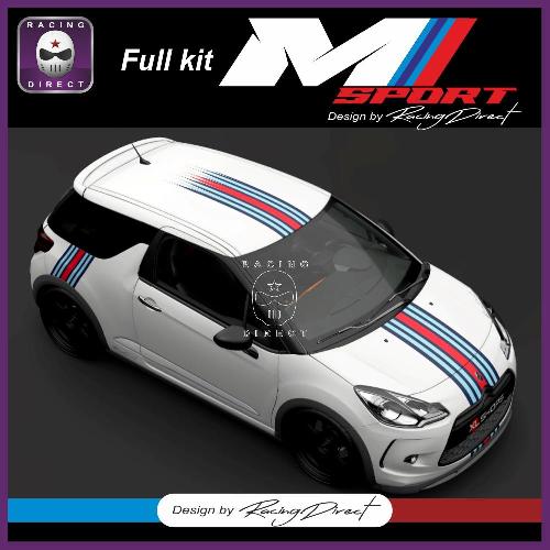 M SPORT (MARTINI Style) Streifen Aufbleber für DS3 C1 C2 C3 CITROEN