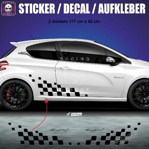 2 chequered flag sticker decal 117 cm PEUGEOT