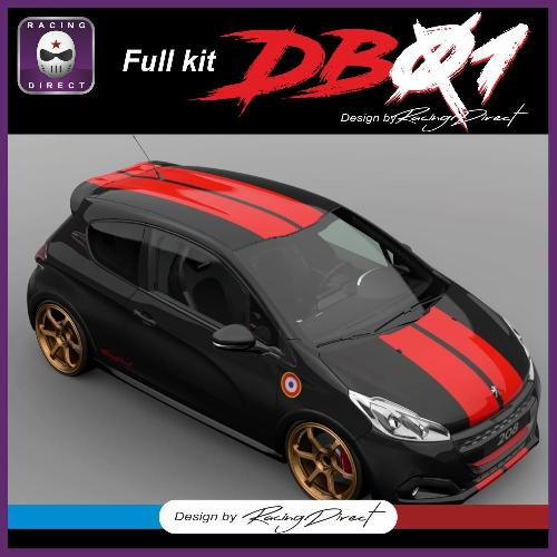 Kit autocollant double bande RACING DB01 PEUGEOT