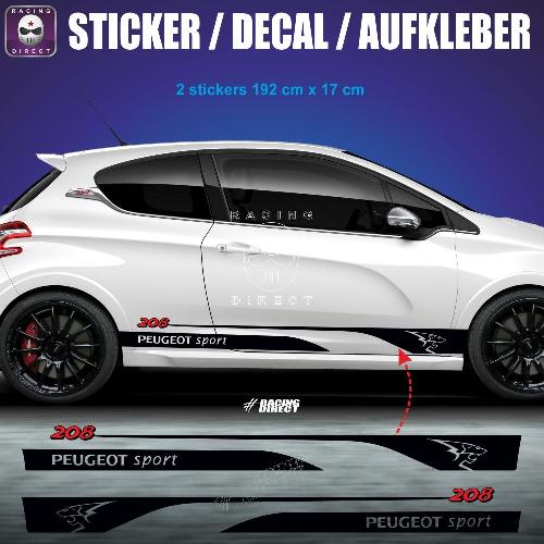 PEUGEOT SPORT 208 Racing Seitenstreifen Aufbleber PEUGEOT