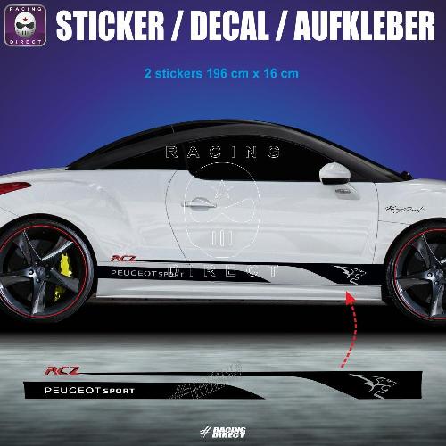 PEUGEOT SPORT RCZ racing Seitenstreifen Aufbleber 196 cm PEUGEOT