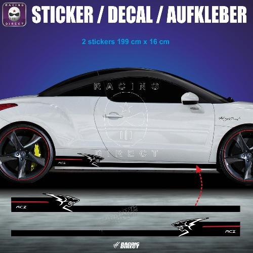 PEUGEOT SPORT RCZ Tuner side skirt sticker decal 199 cm PEUGEOT