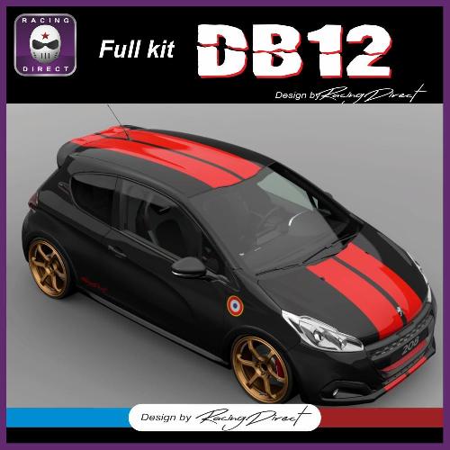 Kit autocollant double bande RACING DB12 PEUGEOT