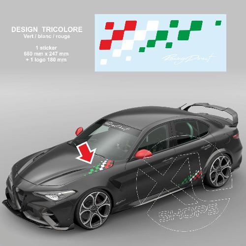 1 tricolour ALFA ROMEO chequered flag sticker decal bonnet 68 cm 